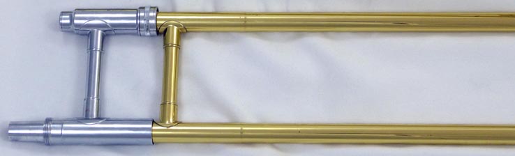 Used Bach USA student trombone - close up of outer slide