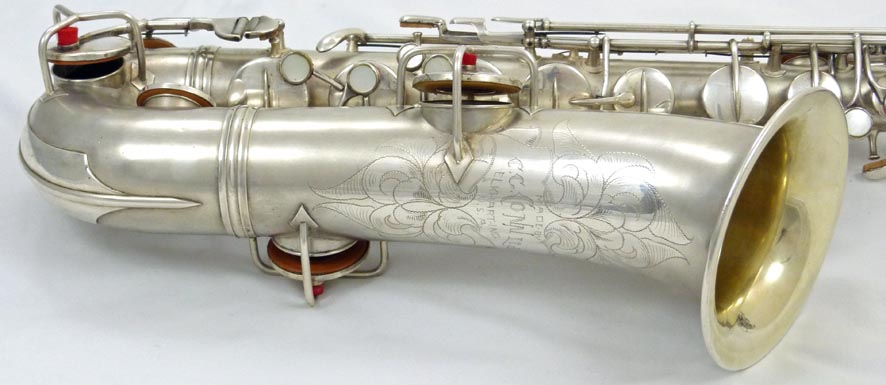 Conn New Wonder C-melody tenor sax - engraving on bell