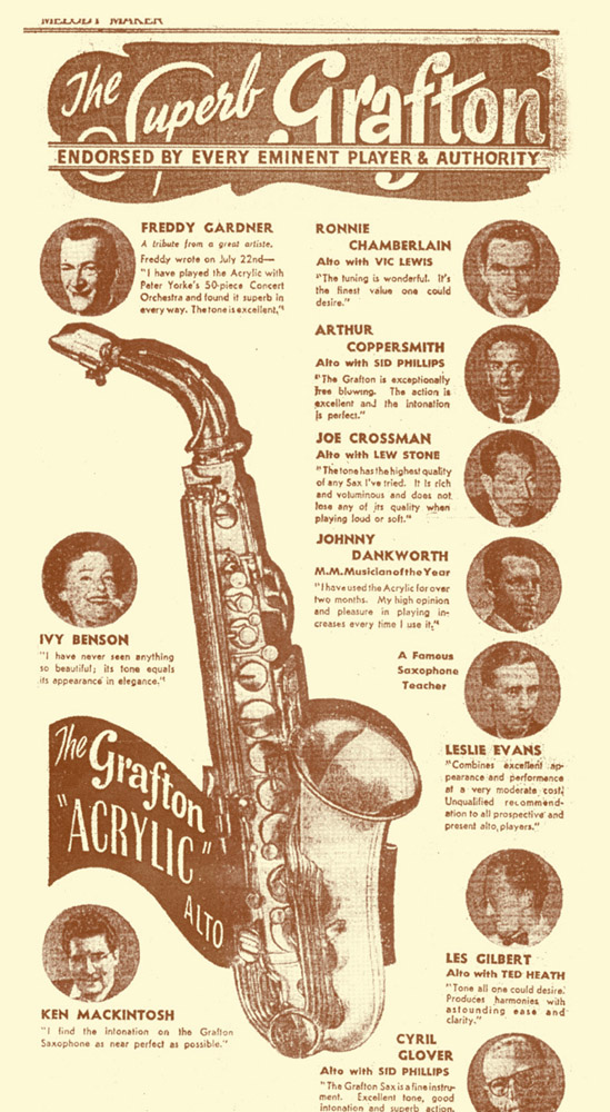 Sales brochure for the Grafton alto sax