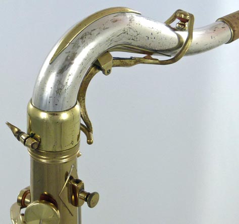 Used King Super 20 tenor saxophone - close up of neck