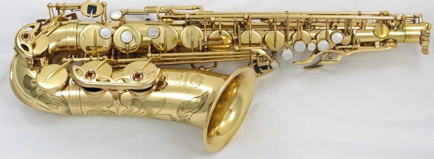 Used Selmer Mark VI alto saxophone - close up of lower left side