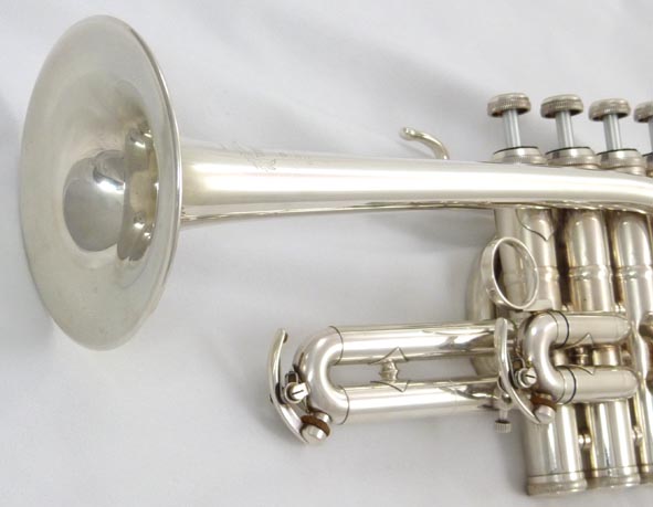 Used B&S Challenger II Model 3132/2 piccolo trumpet - close up of bell