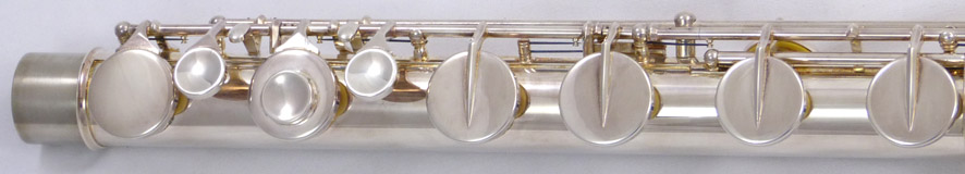 Used Gemeinhardt 21BSP bass flute - close up of keys