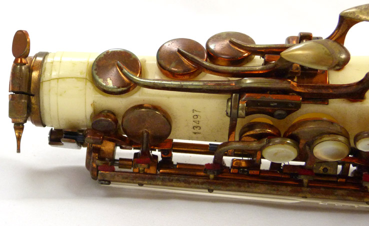 Grafton alto saxophone - close up of crack in neck receiver