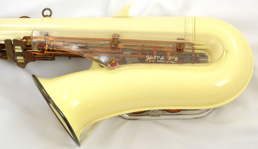 Used Grafton alto saxophone - close up of lower left side