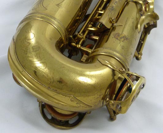 Selmer Super Balanced Action (SBA) alto saxophone - close up of bottom of sax