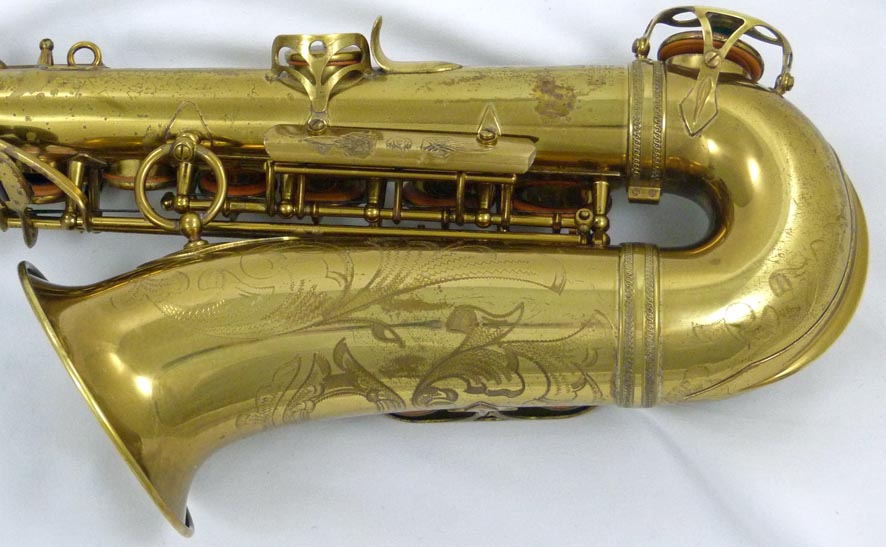 Selmer Super Balanced Action (SBA) alto sax - close up of lower right side
