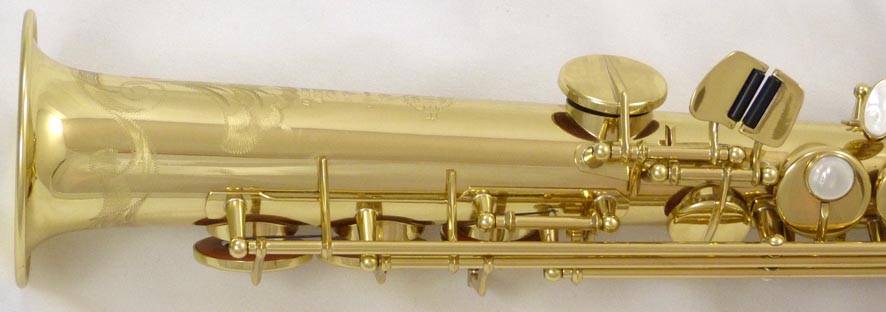 Used Selmer Super 80 Series II soprano sax - close up of bell