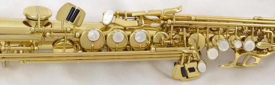 Used Selmer Super 80 Series II soprano saxophone - close up of keys