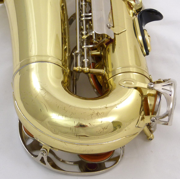 Used Yamaha YAS-23 alto sax - close up of bottom of sax