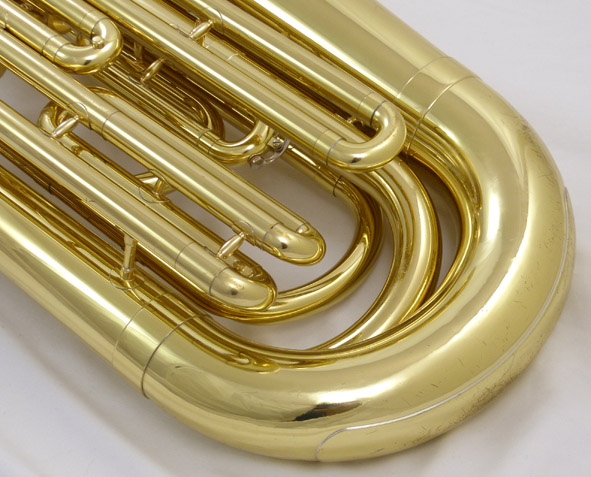 Used Yamaha YBB-105 3/4 tuba- close up of bottom