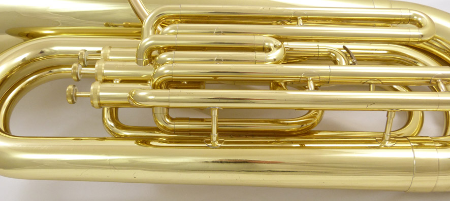 Used Yamaha YBB-105 3/4 tuba- close up of side