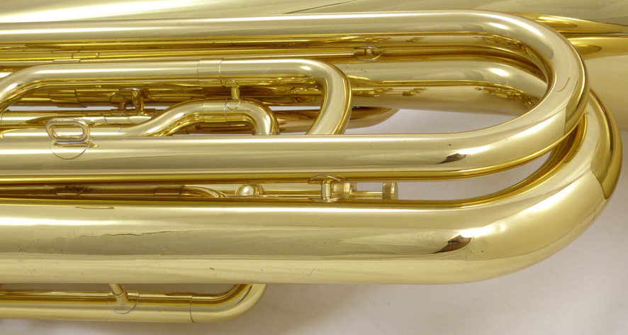 Used Yamaha YBB-105 3 valve tuba - close up of side